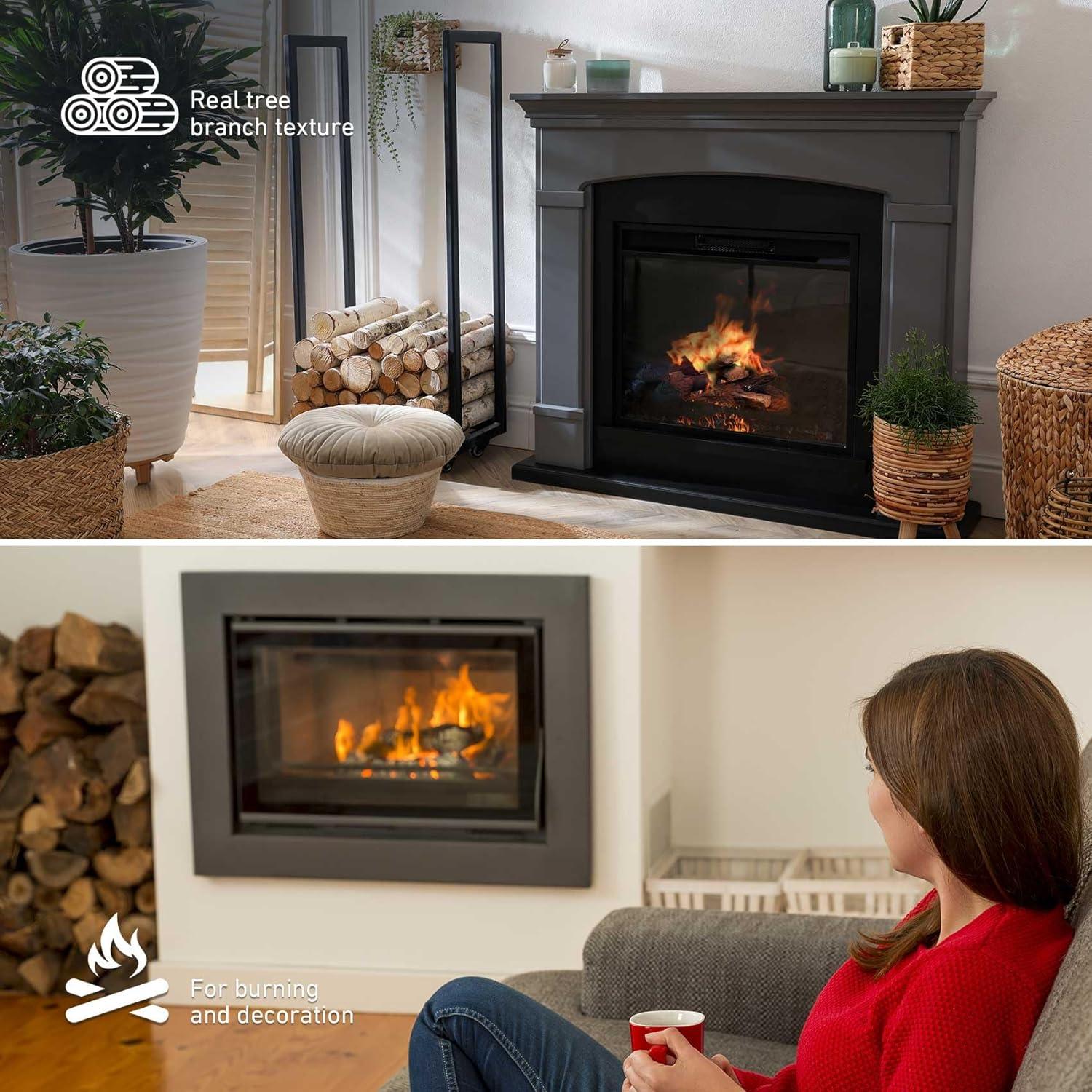 Stanbroil Small Ceramic Gas Logs, 10 Piece Set of Decoration Ceramic
